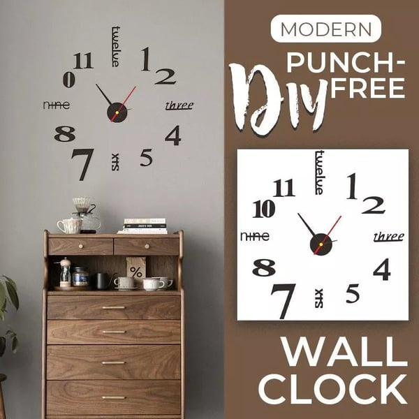 🔥Hot Sale - 48% OFF 🔥MODERN DIY PUNCH-FREE WALL CLOCK