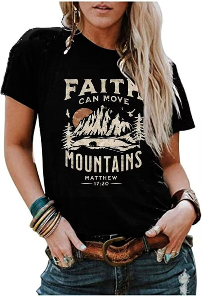 Vintage Faith Can Move Mountains T-Shirt, Matthew 17:20 Christian Tee