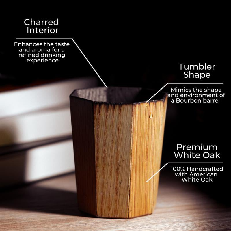 Whiskey Grail - Handmade Charred Oak Bourbon Glass: Experience The Barrel Aged Flavor
