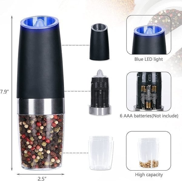 🔥 Automatic Electric Gravity Induction Salt & Pepper Grinder